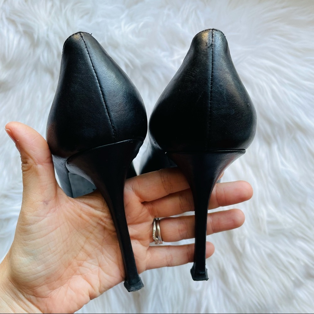Yves Saint Laurent Tribtoo Black Leather Platform Heels - Picture 6 of 14